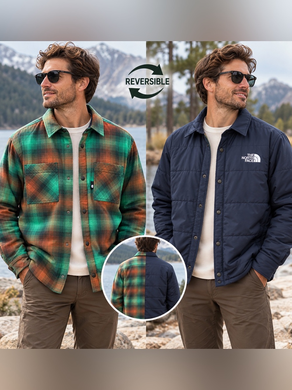 The North Face Fort Point Reversible Insulated Flannel Jacket Men’s L